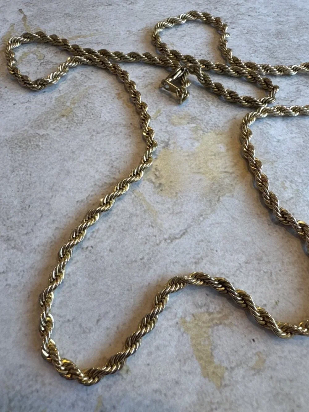 Vintage Gold Tone Rope Chain Necklace 4KGP 29